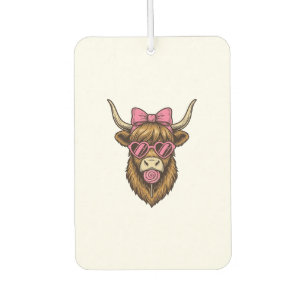 Désodorisant Pour Voiture Vache des Highlands mignonne avec des lunettes à m