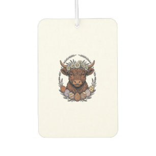 Désodorisant Pour Voiture Vache des Highlands Pâques Art de l'oeuf floral vi