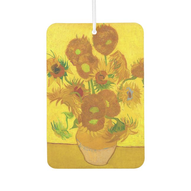 Désodorisant Pour Voiture Van Gogh Quinze Tournesols Dans Un Vase Art (Devant)
