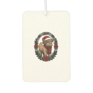 Désodorisant Pour Voiture Veau de Noël Vintage Gravure Fête T-Shirt