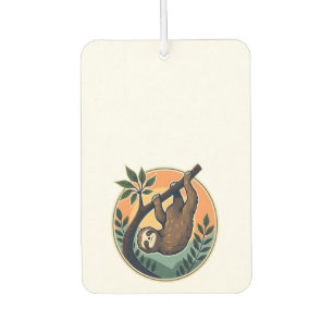 Désodorisant Pour Voiture Vecteur de paresseux vintage Badge rétro faune 2
