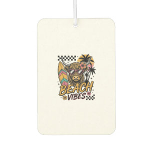 Désodorisant Pour Voiture Vibes de plage vache highland été art vectoriel_1