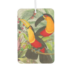 Désodorisant Pour Voiture Vibrant Tropical Toucan Birds Art Exotic Jungle