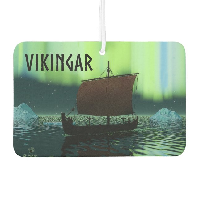 Désodorisant Pour Voiture Viking Navire Et Lumières Du Nord (Devant)
