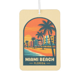 Désodorisant Pour Voiture Vintage voyage Miami Beach Floride Sunset Seaside