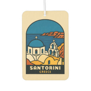 Désodorisant Pour Voiture Vintage voyage Santorini Grèce Retro bord de mer