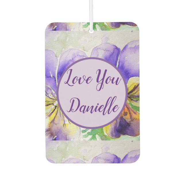 Désodorisant Pour Voiture Viola violet aquarelle Flower Car Air Freshener (Devant)