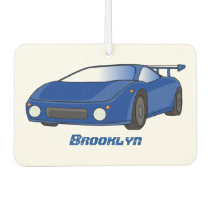 Désodorisant Pour Voiture Voiture de sport bleue avec illustration airfos
