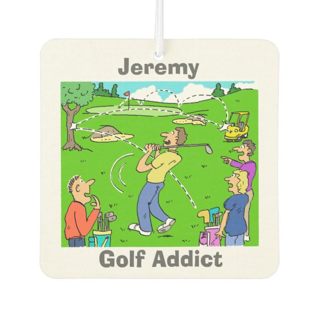 Désodorisant Pour Voiture Votre Nom Choix. Addict au golf (Devant)