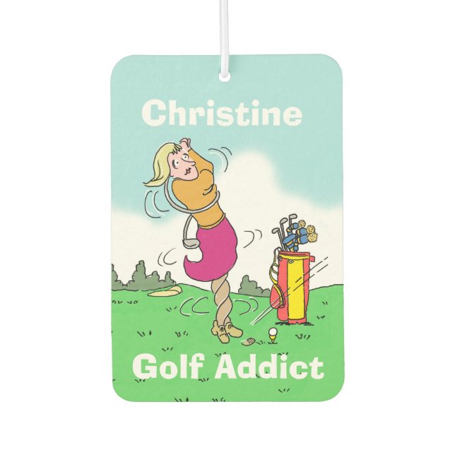 Désodorisant Pour Voiture Votre Nom Choix. Addict au golf (Devant)
