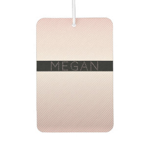 Désodorisant Pour Voiture Votre nom   Ombre Rose mince et bandes blanches