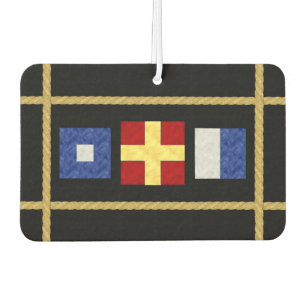 Désodorisant Pour Voiture Watercolor Nautical Signal maritime Flag monogram