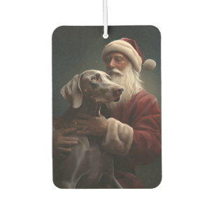 Désodorisant Pour Voiture Weimaraner avec le Père Noël Festif de Noël