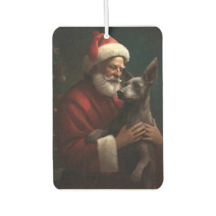 Désodorisant Pour Voiture Xoloitzcuintli avec le Père Noël fête de Noël