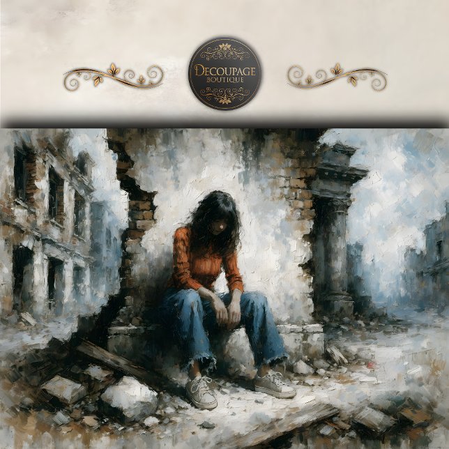 Desolate Urban Woman Blue Decoupage Tissue Paper (Desolate Urban Woman Blue Decoupage Tissue Paper
)