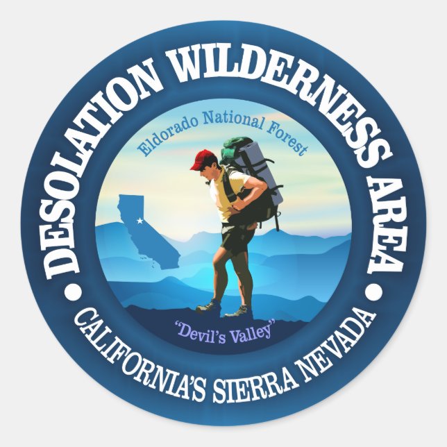 Desolation Wilderness (Hiker C) Classic Round Sticker (Front)
