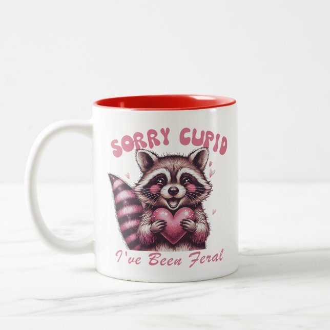 Désolé Cupidon, j'ai été feral Valentine's Mug (Gauche)