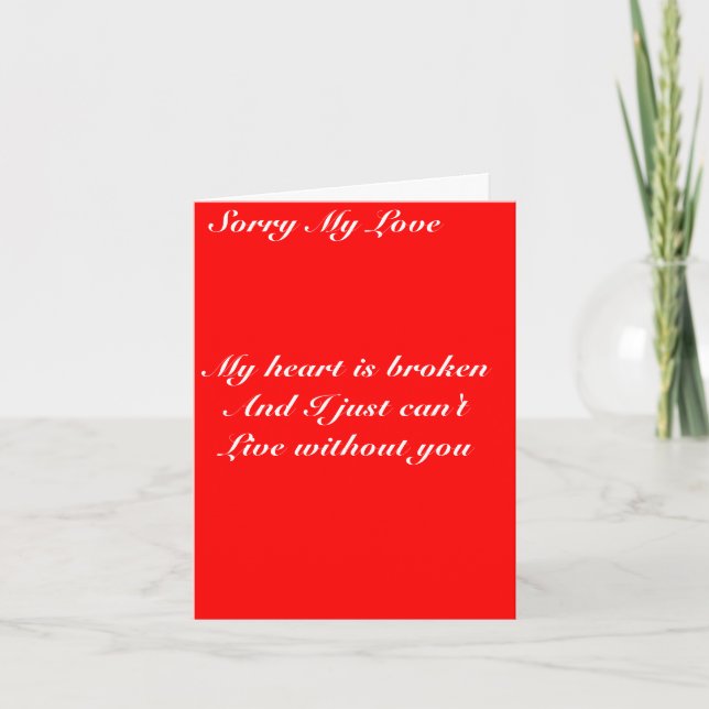 Désolé ma carte de voeux amour (Devant)
