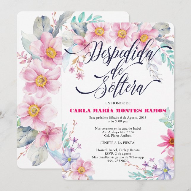 Despedida de Soltera invitation, En español Invitation (Front/Back)