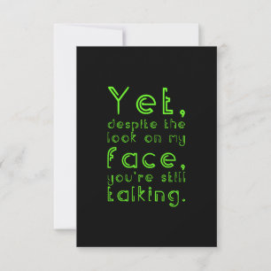 Despite the look on my face funny hilarious humour thank you card