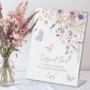 Dessert Bar Butterfly Wildflower Bridal Shower Pedestal Sign