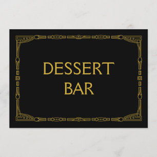 "Dessert Bar" Gold Art Deco Style Wedding Sign Menu