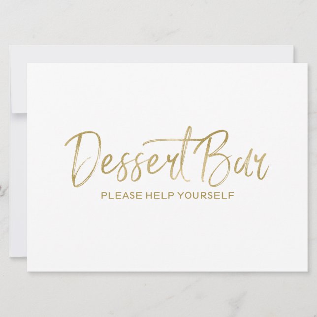 "Dessert bar" Wedding Sign | Stylish Golden Invitation (Front)