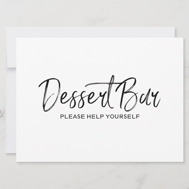 "Dessert bar" Wedding Sign | Stylish Hand Lettered Invitation (Front)