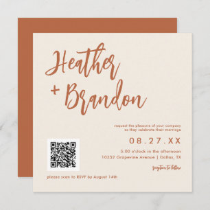 Dessert Boho QR Code Wedding Square Invitation