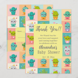 Dessert cactus & Succulent Cute Kawaii Baby Shower Thank You Card