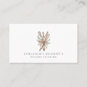 Dessert Caterer Watercolor Baker's Utensils Business Card