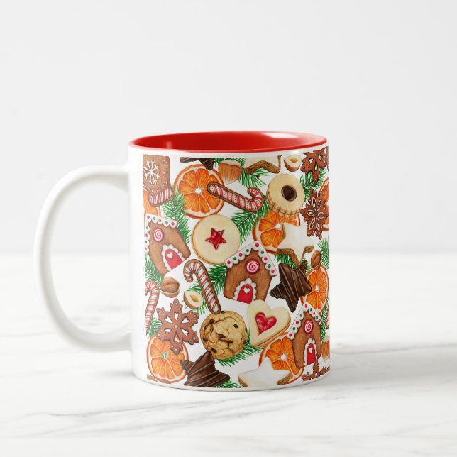 Dessert Christmas  Two-Tone Coffee Mug (Left)