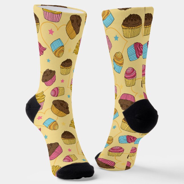 Dessert Cupcakes and Muffins Patterned Socks (Angled)