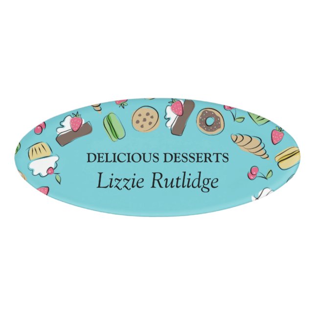 Dessert Doodles | Bakery Name Tag (Front)