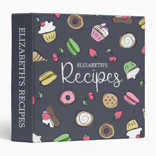 Dessert Doodles Grey Baked Goods Recipes Binder