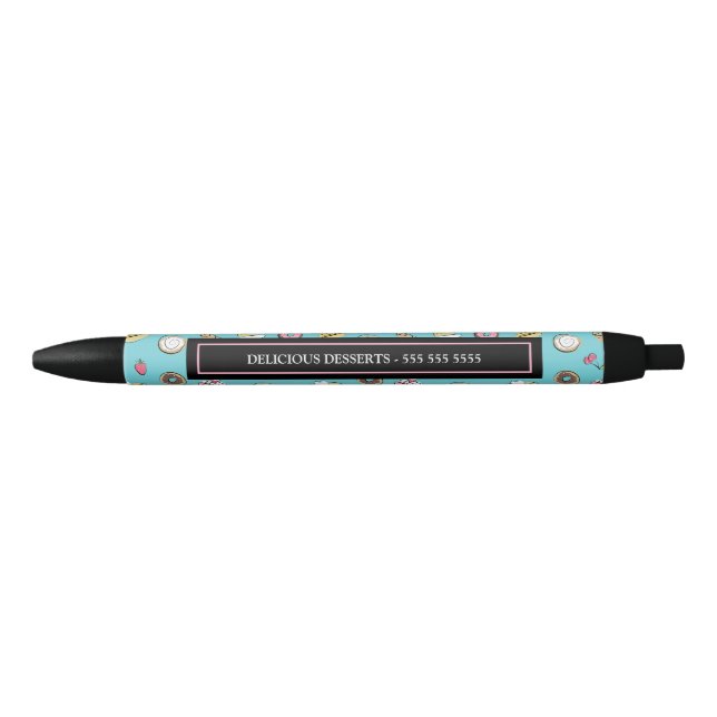 Dessert Doodles Pattern Black Ink Pen (Front)