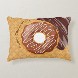 Dessert,Doughnut Choco Glaze, Chocolate Melted Accent Pillow
