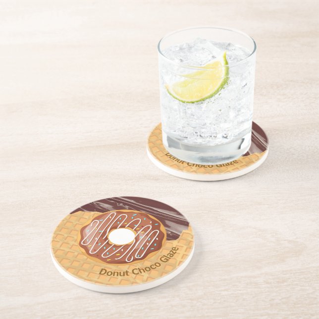 Dessert,Doughnut Choco Glaze, Chocolate Melted  Coaster (Side)