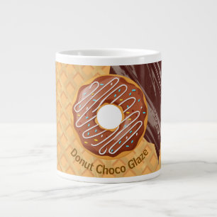 Dessert,Doughnut Choco Glaze, Chocolate Melted  Large Coffee Mug