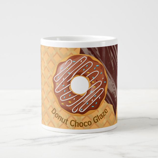 Dessert,Doughnut Choco Glaze, Chocolate Melted  Large Coffee Mug (Front)