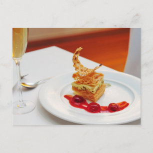 Dessert in restaurant postcard