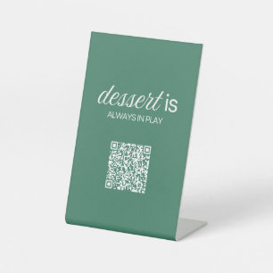 Dessert Is Always In Play Green Golf QR code Pedestal Sign