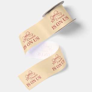 Dessert Is On Us   Beige And Red Wedding Seal Satin Ribbon