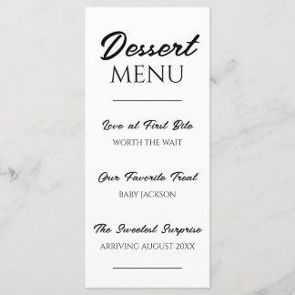 Dessert Menu Pregnancy Announcement Unique Reveal