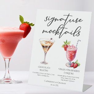 Dessert Mocktails Chocolate Martini Strawberry Pedestal Sign