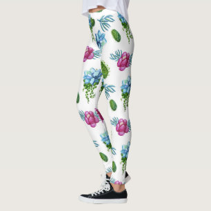 Dessert Pink Berries Botanical Boho Floral Leggings
