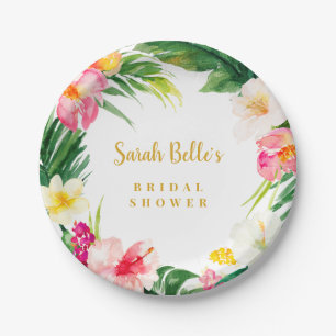 Dessert Plate, Tropical Bridal Shower Paper Plate