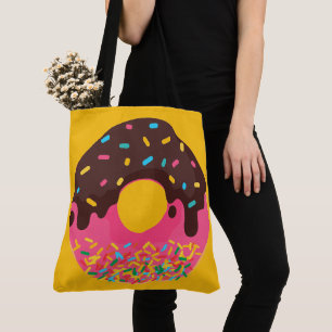 Dessert, Rainbow Sprinkle Doughnut, Doughnut Tote Bag