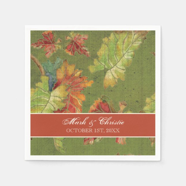 Dessert Reception Napkins Autumn Fall Grape Leaves (Front)