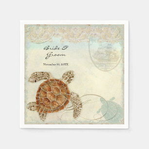 Dessert Reception Napkins Sea Turtle Ocean Beach